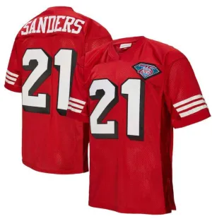 SF.49ers #21 Deion Sanders Mitchell & Ness Scarlet 1994 Authentic American Football Jerseys