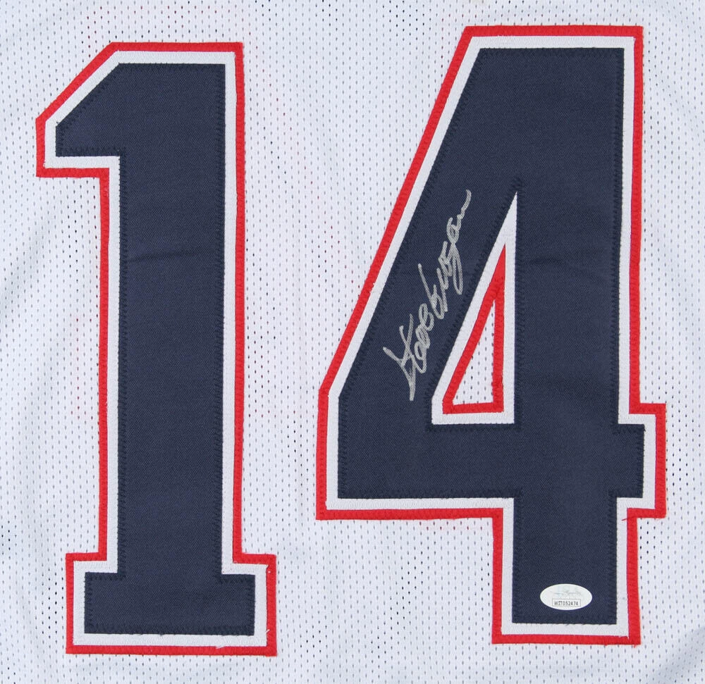 Steve Grogan Signed New England Patriots White Jersey (JSA COA)  Super Bowl Q.B