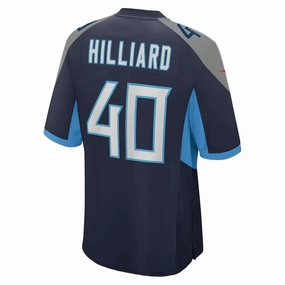 T.Titans #40 Dontrell Hilliard Navy Game Player Jersey Stitched American Football Jerseys