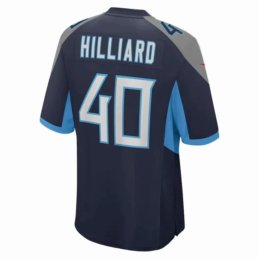 T.Titans #40 Dontrell Hilliard Navy Game Player Jersey Stitched American Football Jerseys