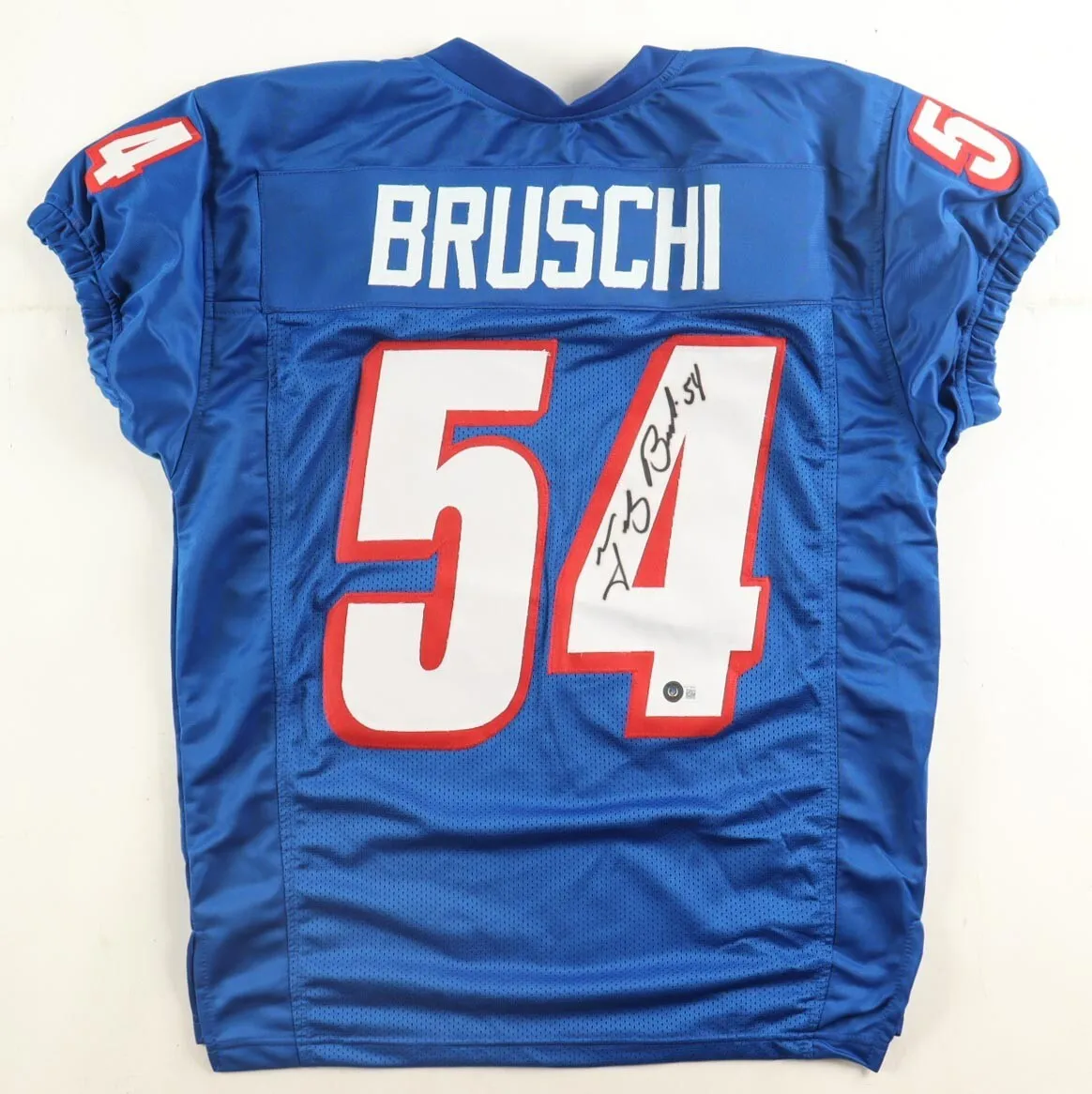 Tedy Bruschi Signed New England Patriots Pro Cut Jersey (Beckett) 3S.B Champion