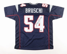 Tedy Bruschi Signed New England Patriots Jersey (Beckett) 3Super Bowl Champ L.B