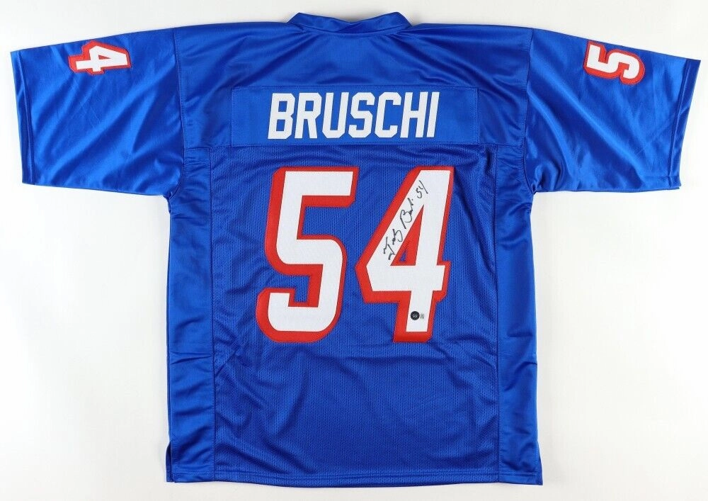 Tedy Bruschi Signed New England Patriots Jersey (Beckett) 3Super Bowl Champion