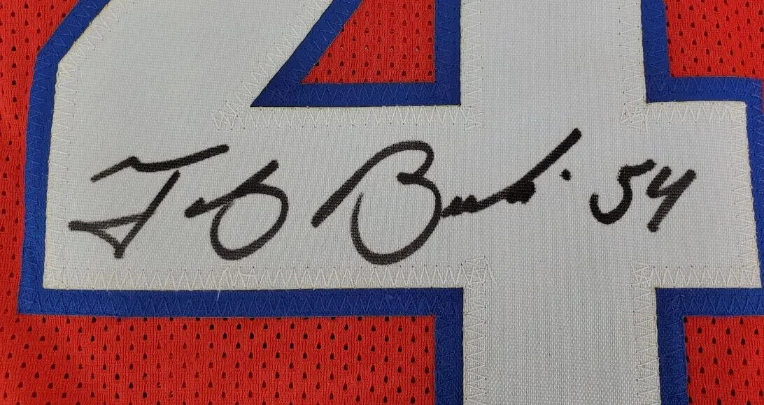 Tedy Bruschi Signed New England Patriots Jersey (Beckett) 3Super Bowl Champions