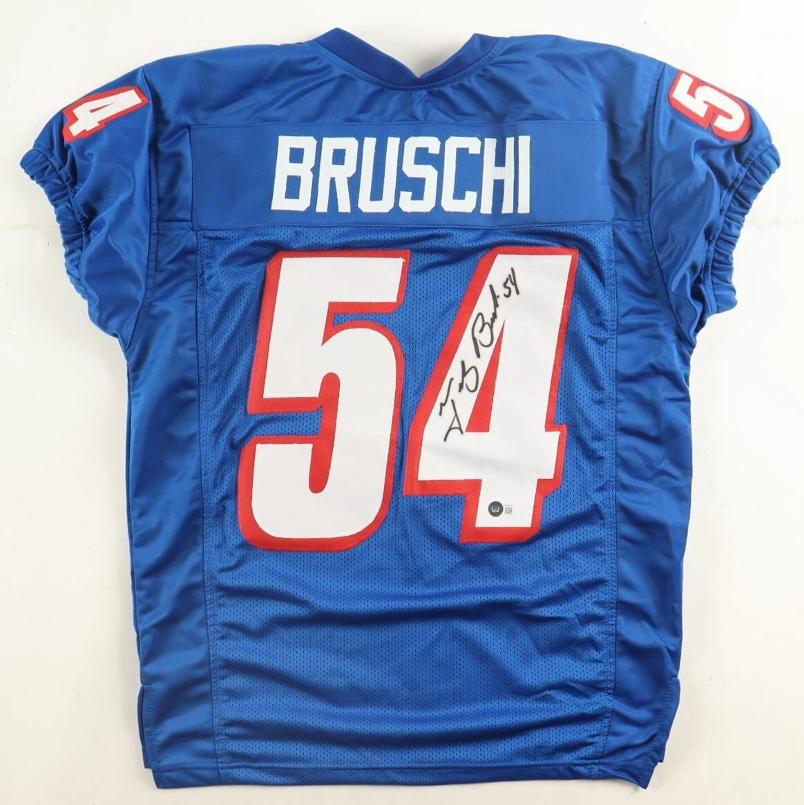 Tedy Bruschi Signed New England Patriots Pro Cut Jersey (Beckett) 3S.B Champion