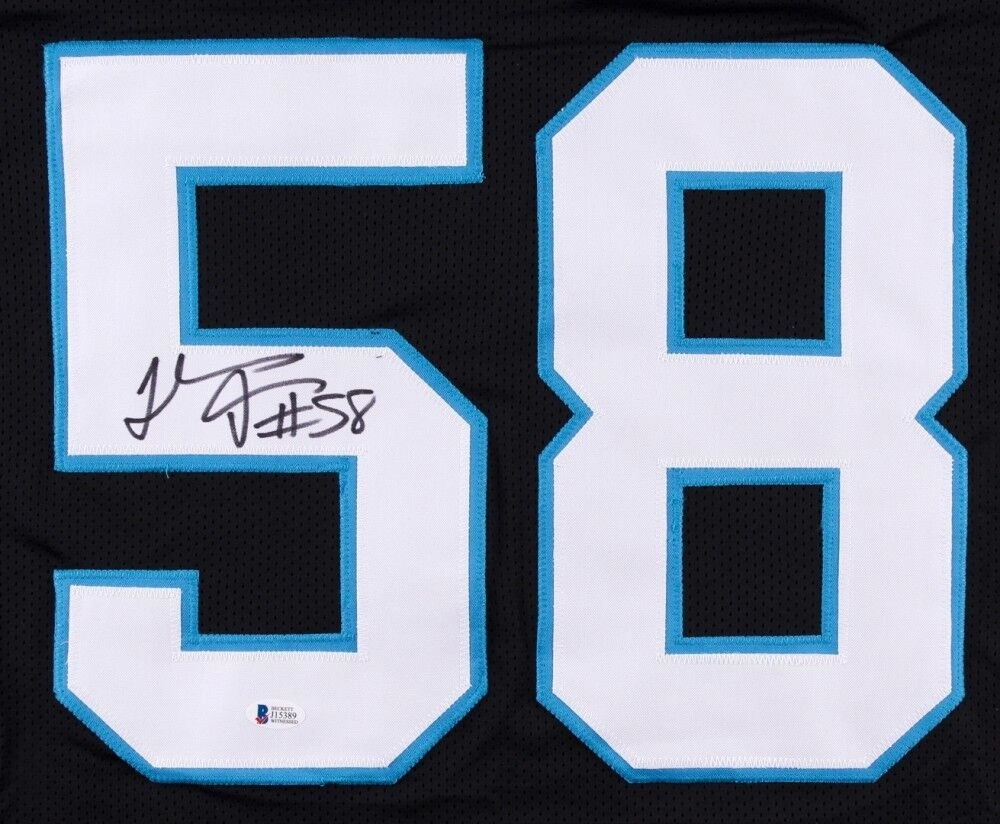 Thomas Davis Sr. Signed Carolina Panthers Jersey (Beckett COA) 3Pro Bowl L.B.