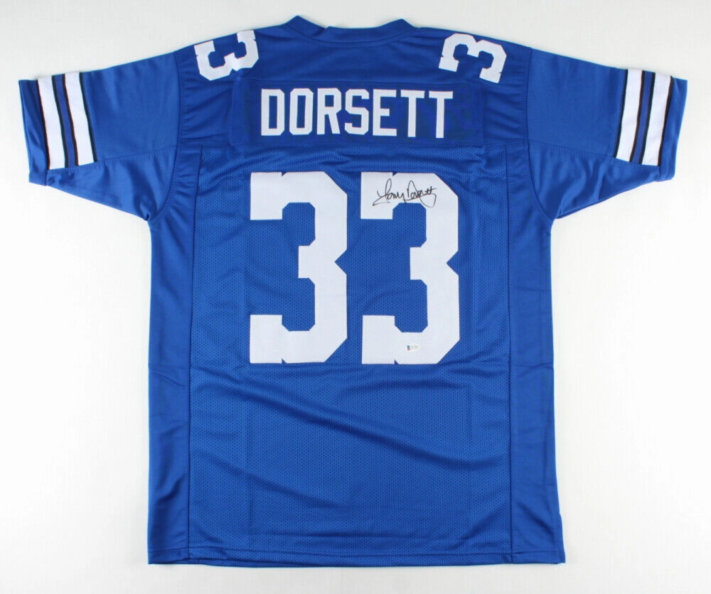 Tony Dorsett Signed Dallas Cowboys Royal Blue Jersey (Beckett COA) 4Pro Bowl RB