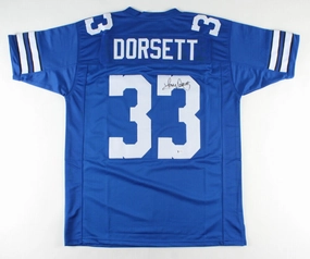Tony Dorsett Signed Dallas Cowboys Royal Blue Jersey (Beckett COA) 4Pro Bowl RB