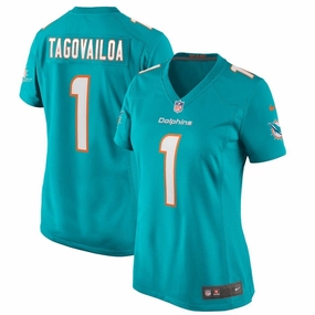 Tua Tagovailoa NFL UK Medium Miami Dolphins Nike Women's Game Jersey - Aqua
