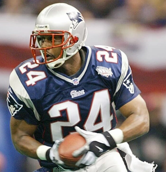 Ty Law Signed New England Patriots White Jersey (Beckett) 3xSuper Bowl Champion