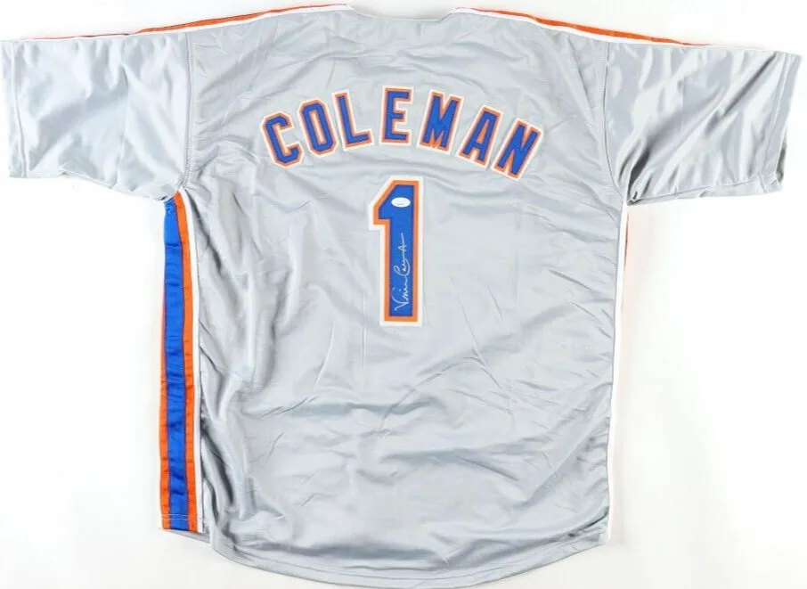 Vince Coleman Signed New York Mets Jersey (JSA COA) Rookie of the Year 1985 / CF
