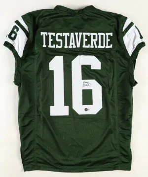 Vinny Testaverde Signed New York Jets Jersey (Beckett) #1 Overall Draft Pk 1987