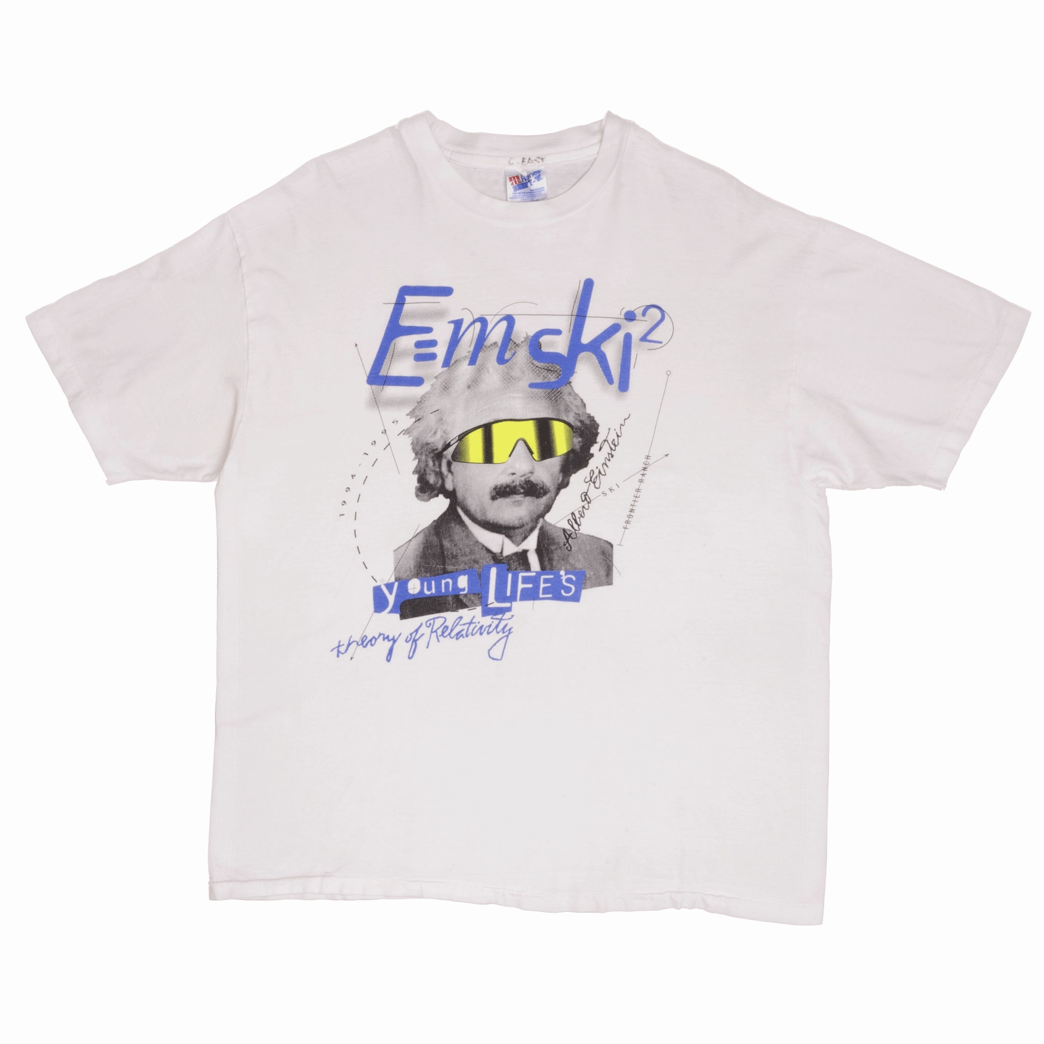 VINTAGE ALBERT EINSTEIN E=MSKI2 YOUNG LIFE'S OAKLEY TEE SHIRT 1995 XL MADE USA