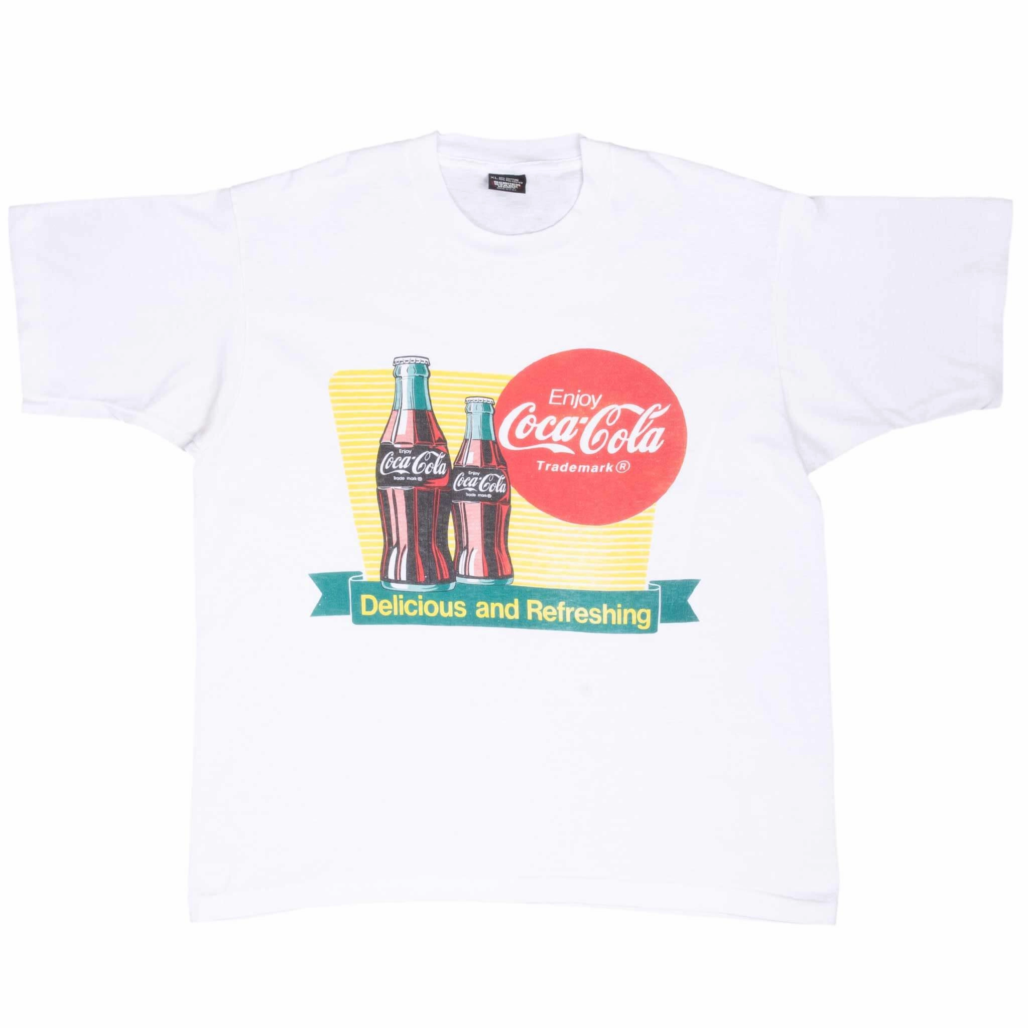 VINTAGE COCA COLA COMPANY WHITE TEE SHIRT 1980S LARGE