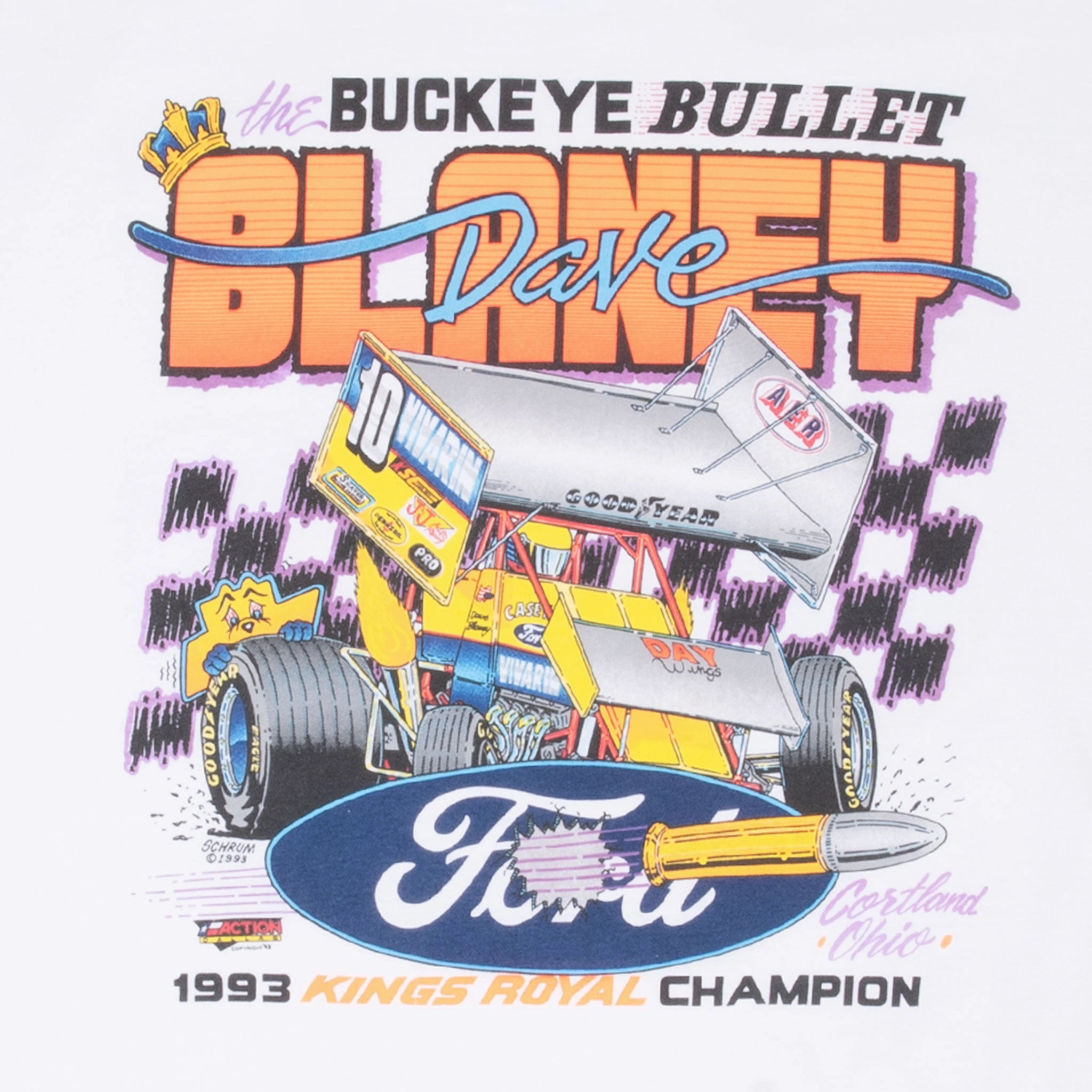 VINTAGE DAVE BLANEY KONGS ROYAL CHAMPION 1993 DRAG RACING TEE SHIRT XL MADE USA