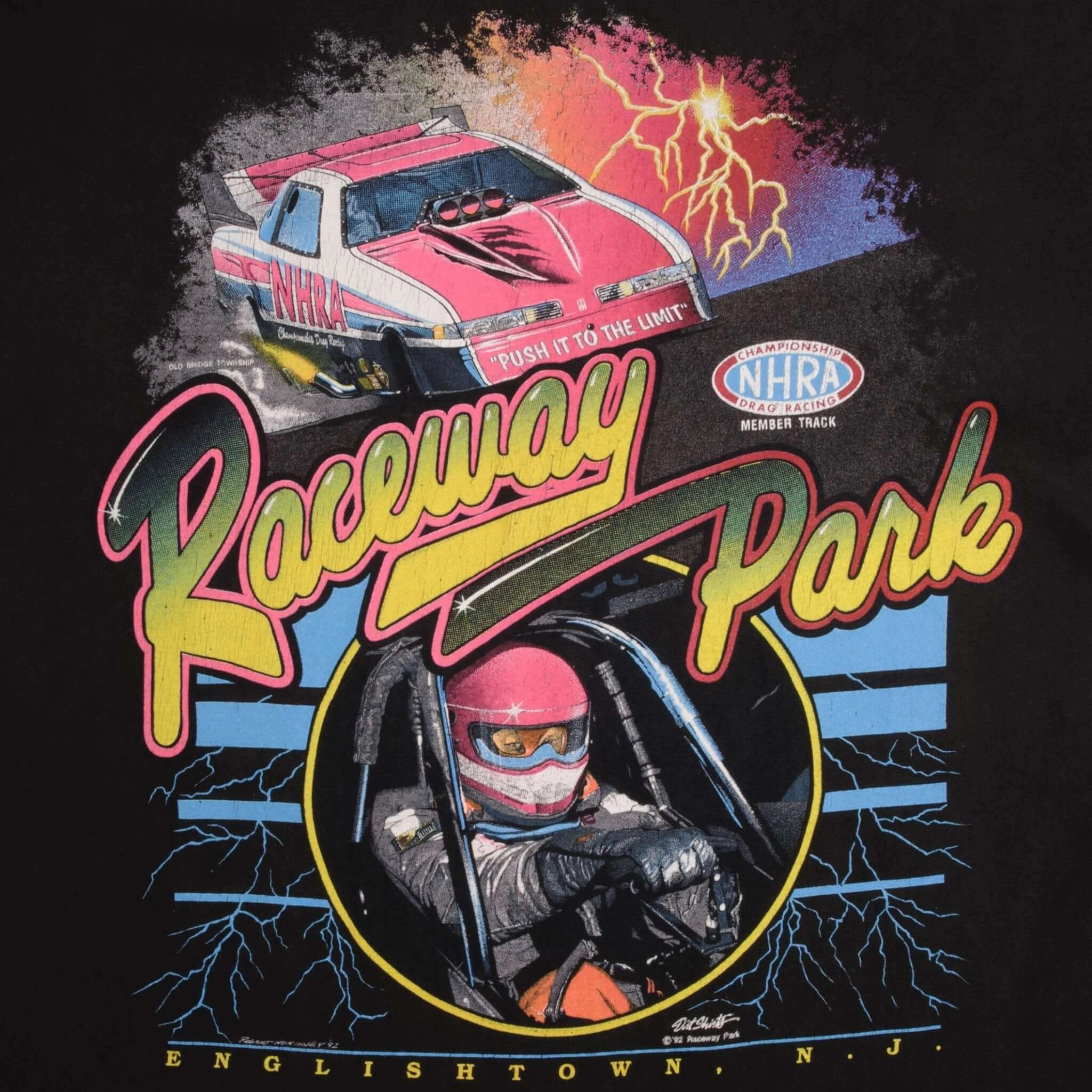 VINTAGE DRAG RACING NHRA RACEWAY PARK ENGLISHTOWN NJ 1992 TEE SHIRT SIZE XL
