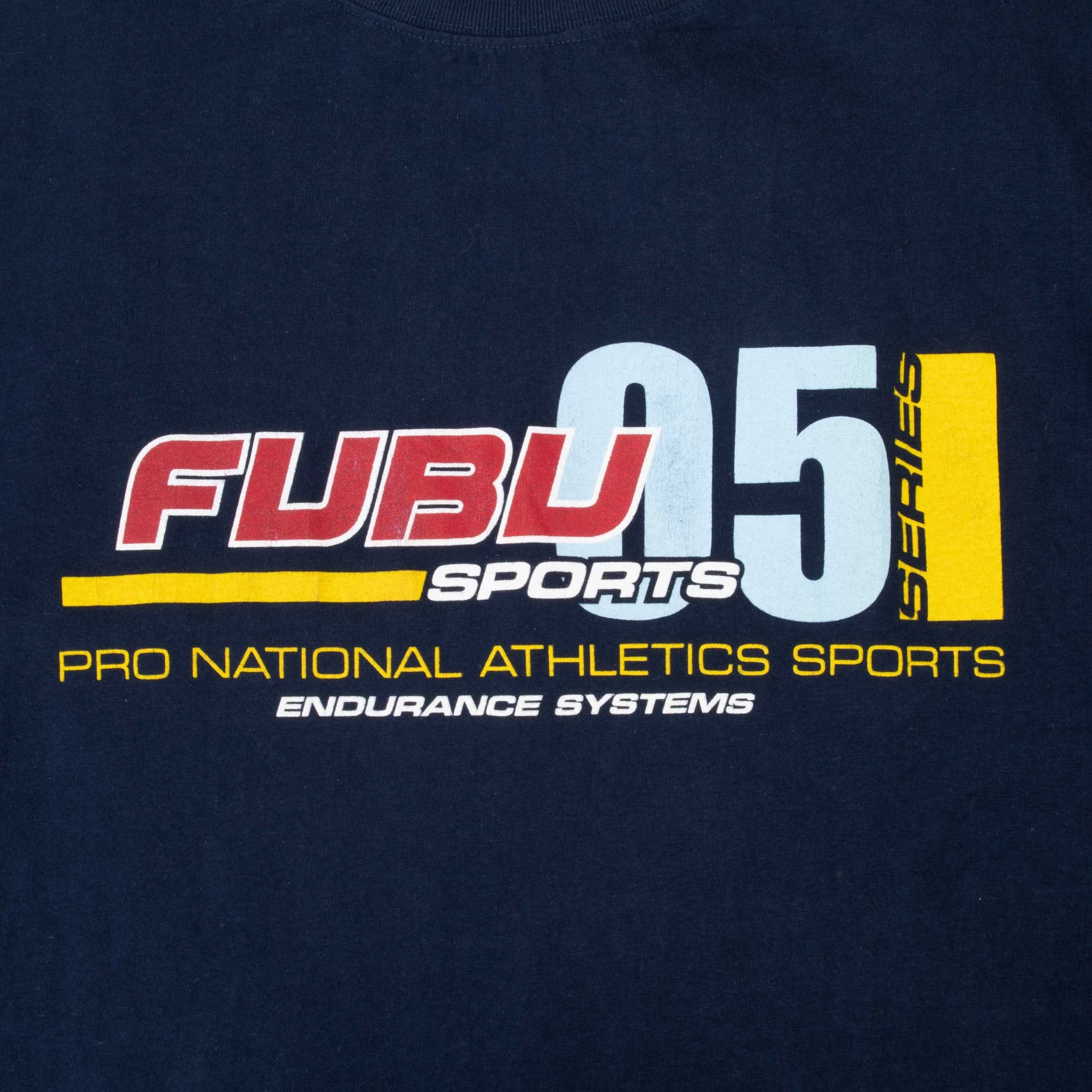VINTAGE FUBU PRO NATIONAL ATHLETICS SPORTS BLUE TEE SHIRT 2000S XL