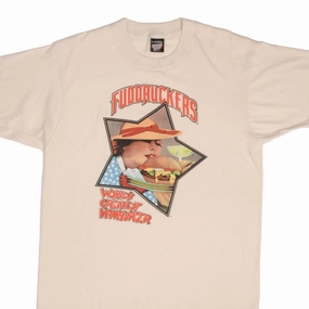 VINTAGE FUDDRUCKERS WORLD'S GREATEST BURGERS TEE SHIRT 1990S LARGE MADE USA