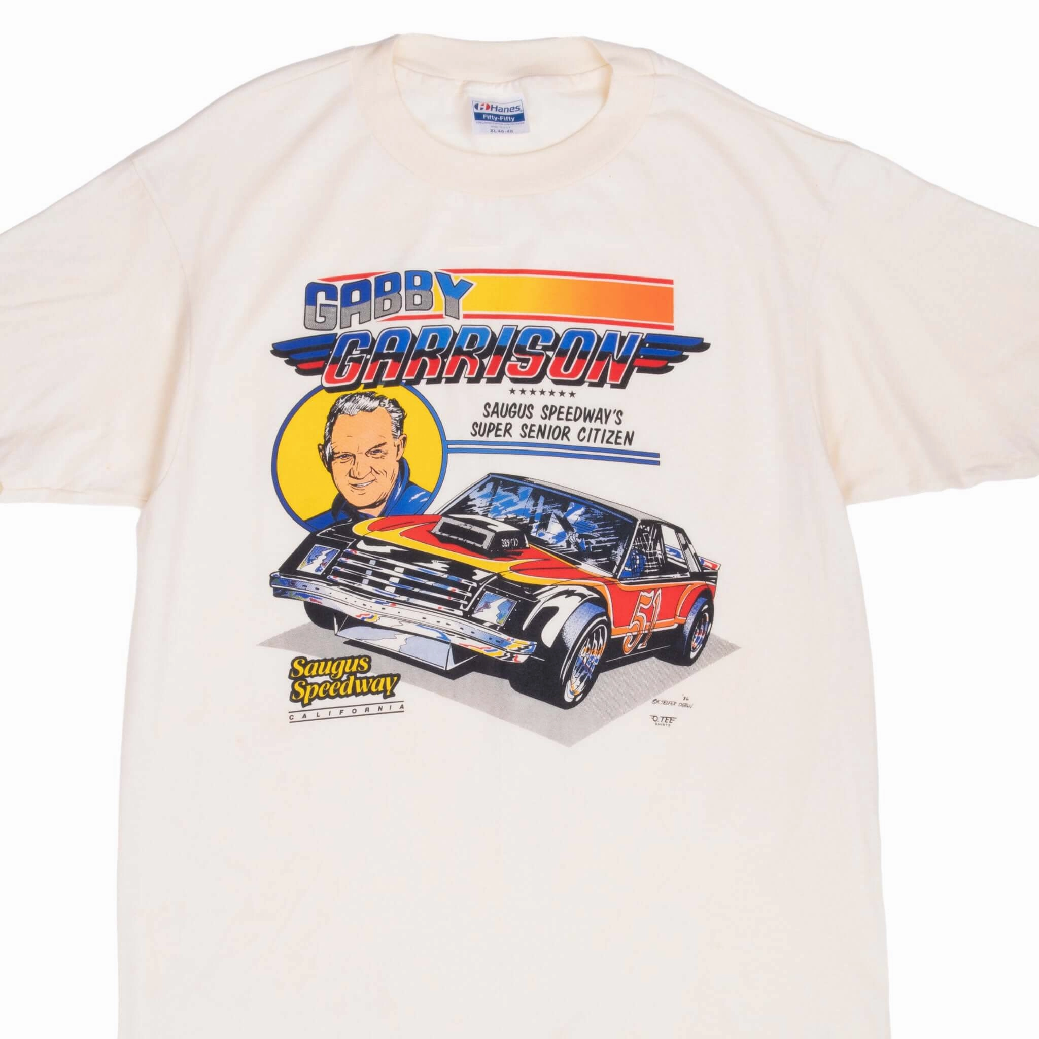 VINTAGE GABBY GARRISON STOCK CAR RACING 1986 TEE SHIRT LARGE MADE IN USA