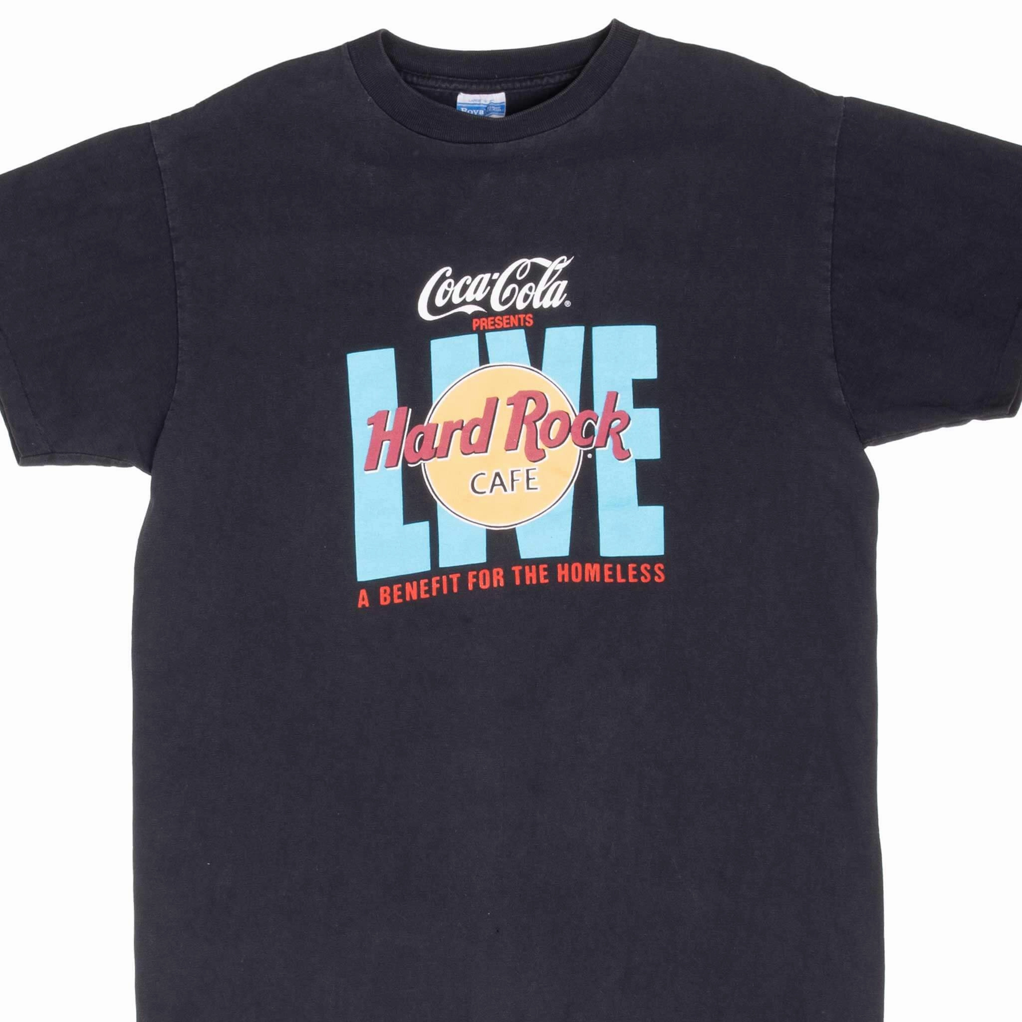 VINTAGE HARD ROCK CAFE COCA COLA LIVE TEE SHIRT 1990S MEDIUM MADE IN USA