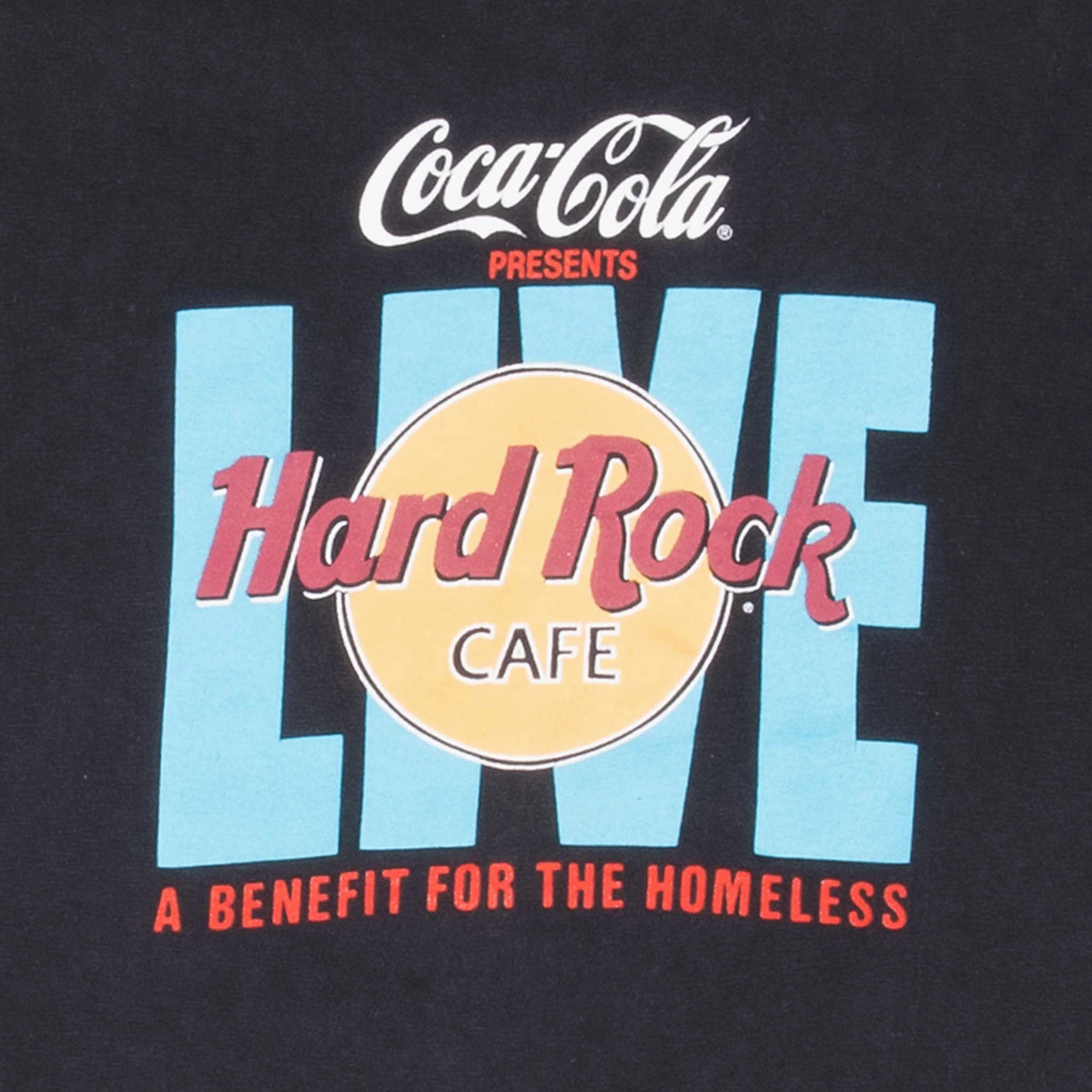 VINTAGE HARD ROCK CAFE COCA COLA LIVE TEE SHIRT 1990S MEDIUM MADE IN USA