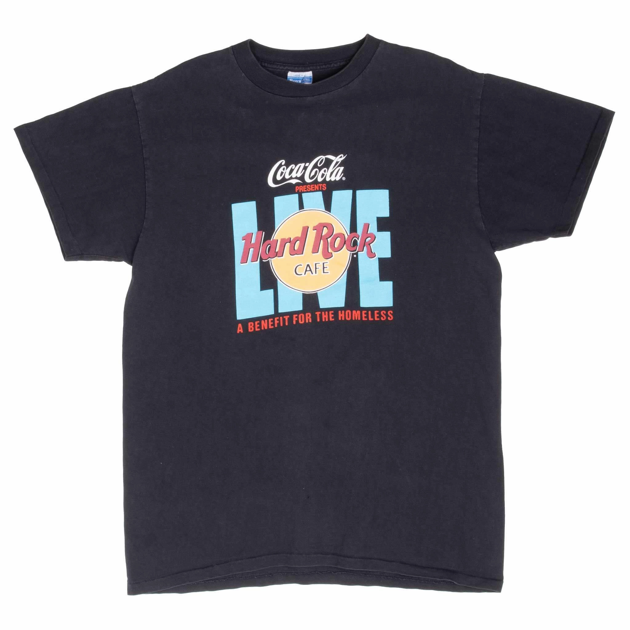 VINTAGE HARD ROCK CAFE COCA COLA LIVE TEE SHIRT 1990S MEDIUM MADE IN USA