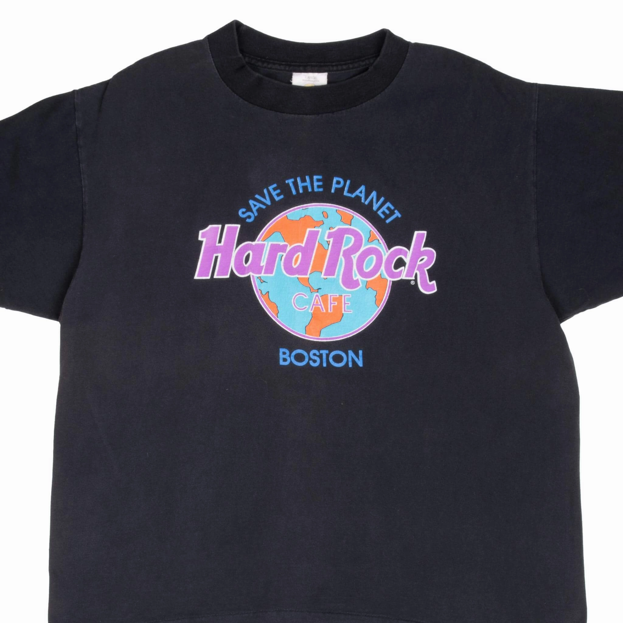 VINTAGE HARD ROCK CAFE SAVE THE PLANET BOSTON TEE SHIRT 1990S LARGE MADE IN USA