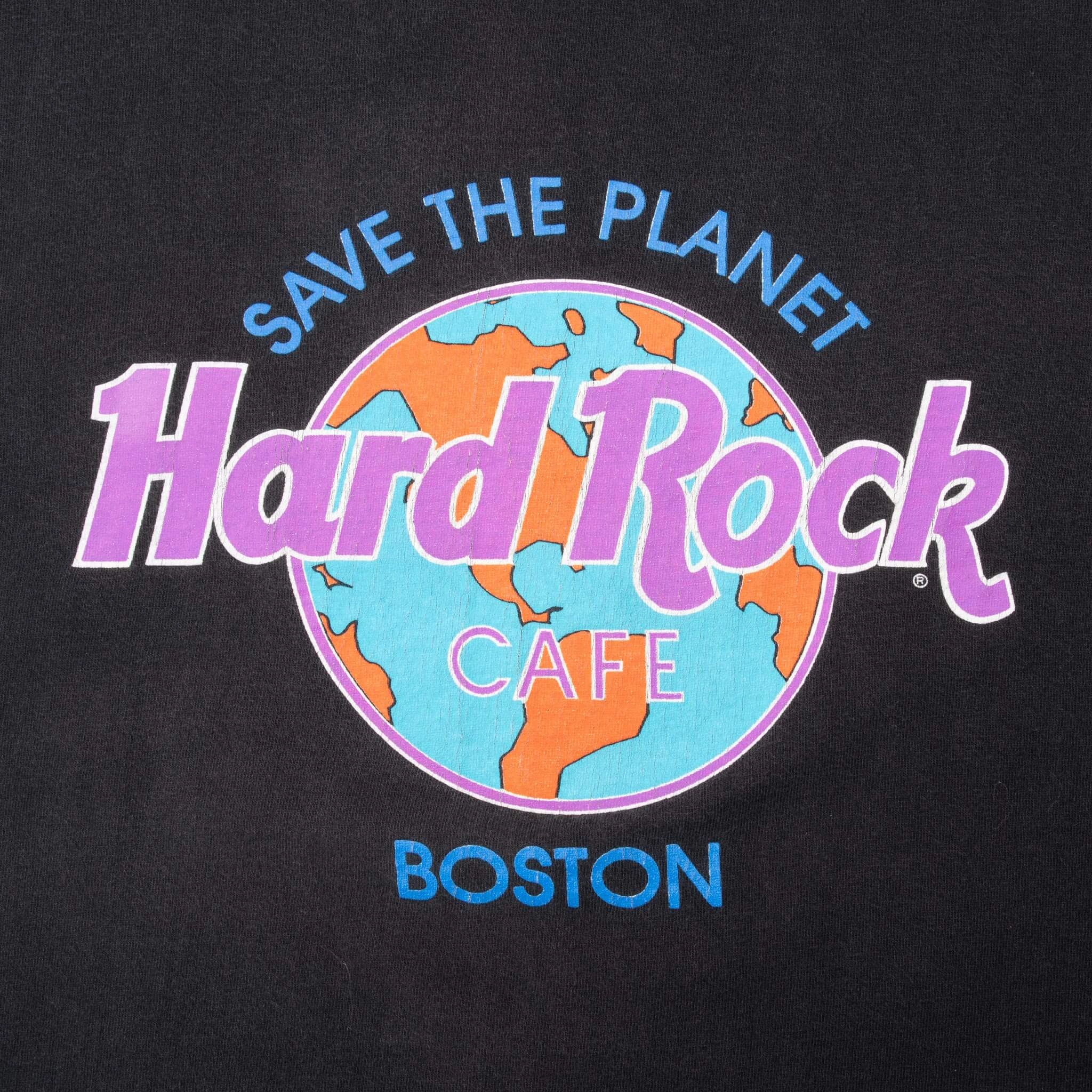 VINTAGE HARD ROCK CAFE SAVE THE PLANET BOSTON TEE SHIRT 1990S LARGE MADE IN USA