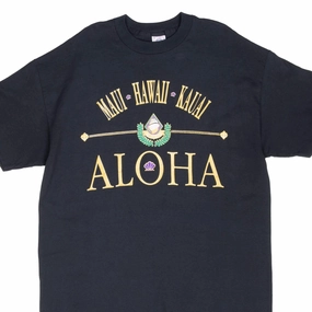 VINTAGE HAWAII MAUI ALOHA GRAPHIC TEE SHIRT  1990S XL MADE IN USA