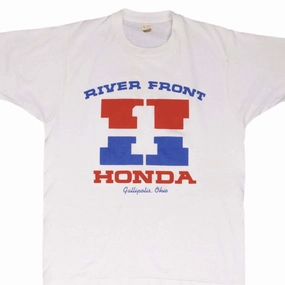 VINTAGE HONDA HRC MOTORCYCLE RIVER FRONT TEE SHIRT 1980S SIZE MEDIUM MADE IN USA