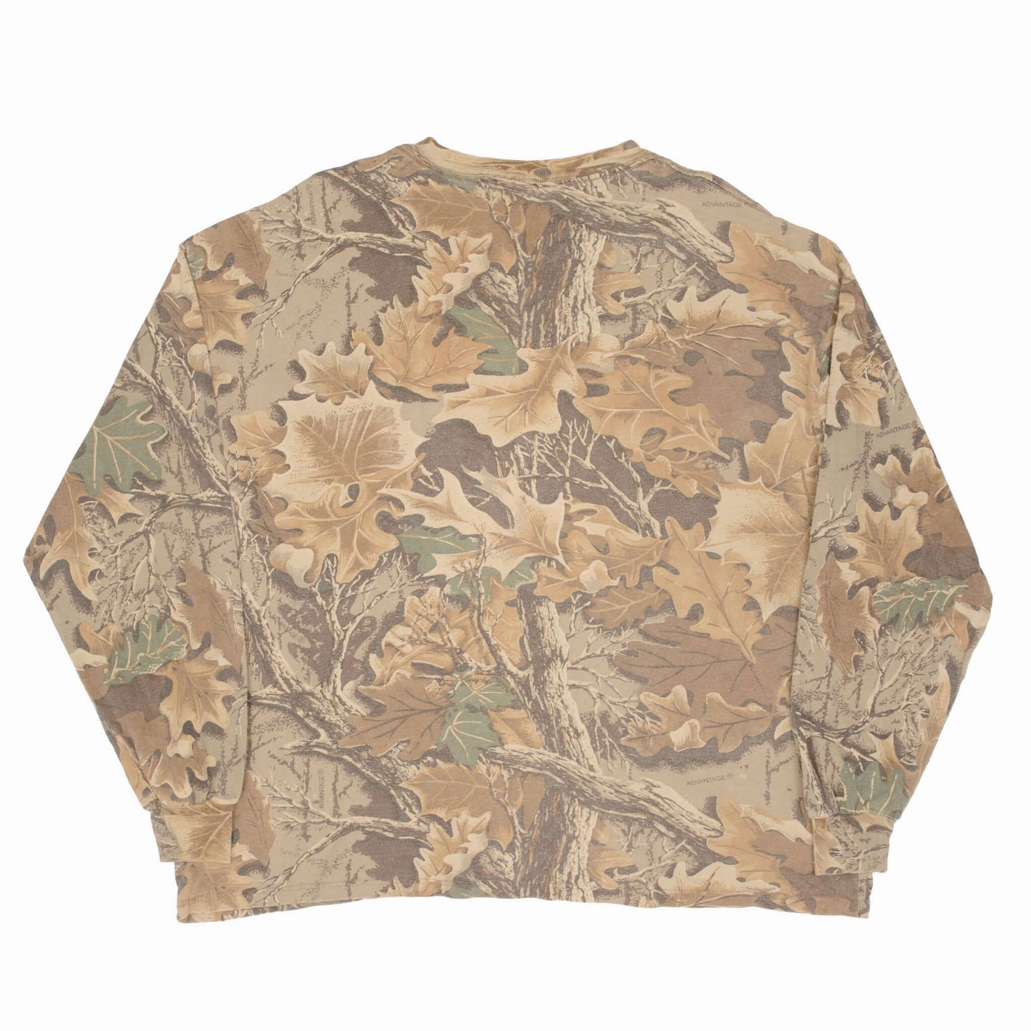 VINTAGE HUNTING ADVANTAGE CAMO LONG SLEEVE POCKET TEE SHIRT SIZE XL MADE IN USA