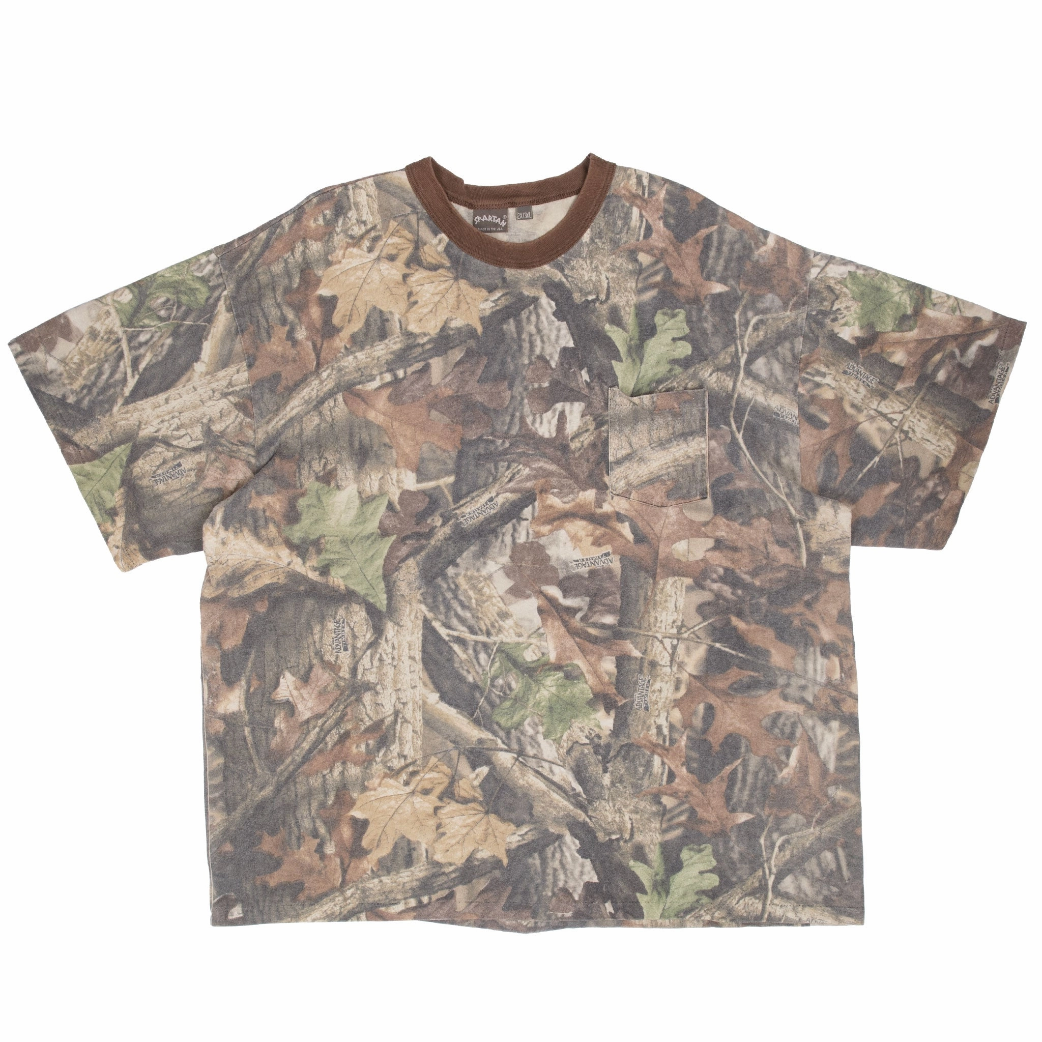 VINTAGE HUNTING ADVANTAGE TIMBER CAMO POCKET TEE SHIRT 1990S 3XL MADE IN USA