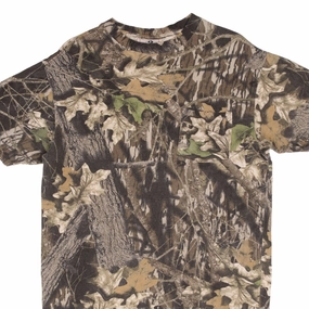 VINTAGE HUNTING MOSSY OAK BREAK UP CAMO POCKET TEE SHIRT 1990S MEDIUM MADE USA