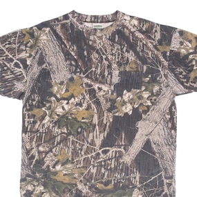 VINTAGE HUNTING MOSSY OAK BREAK UP CAMO POCKET TEE SHIRT XL