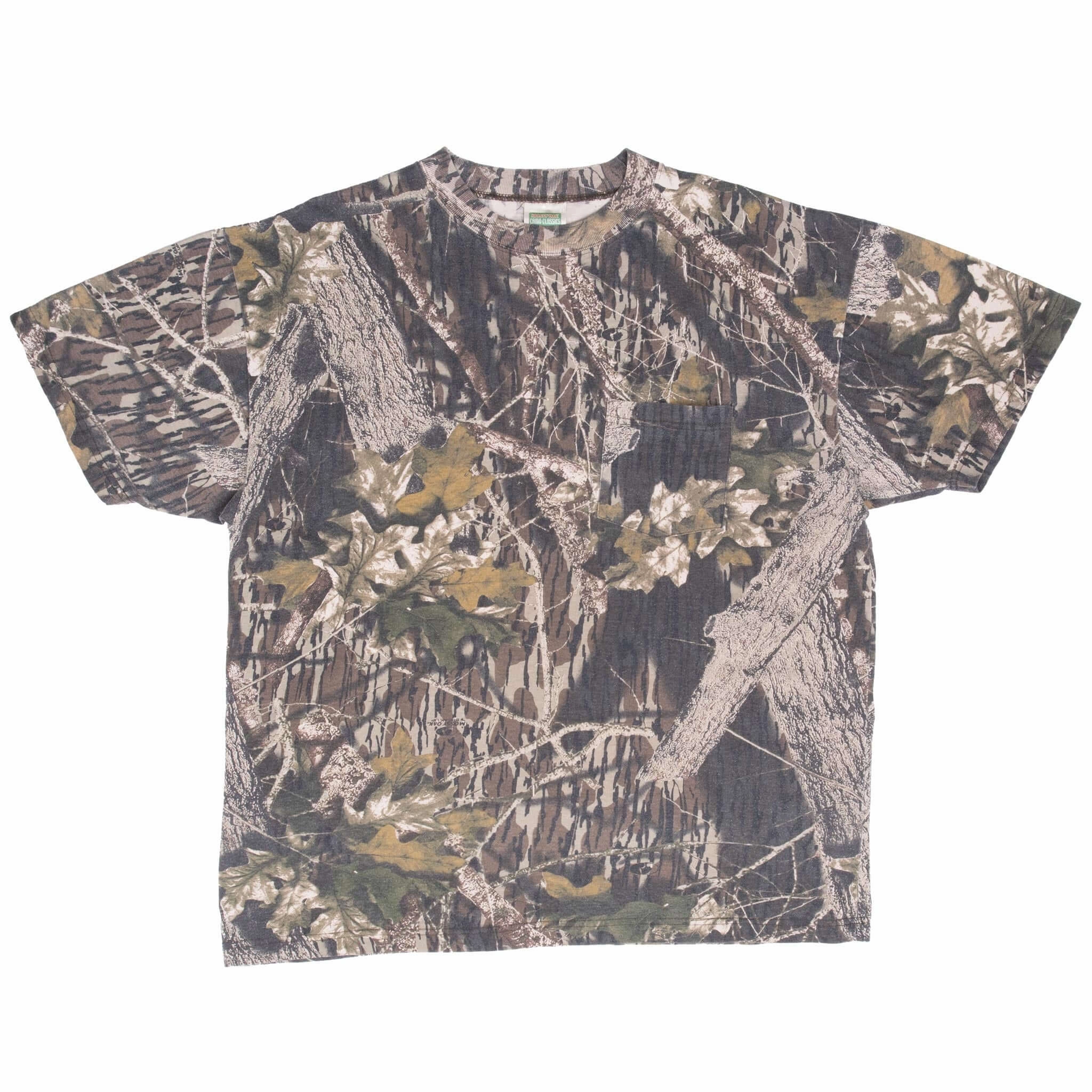VINTAGE HUNTING MOSSY OAK BREAK UP CAMO POCKET TEE SHIRT XL