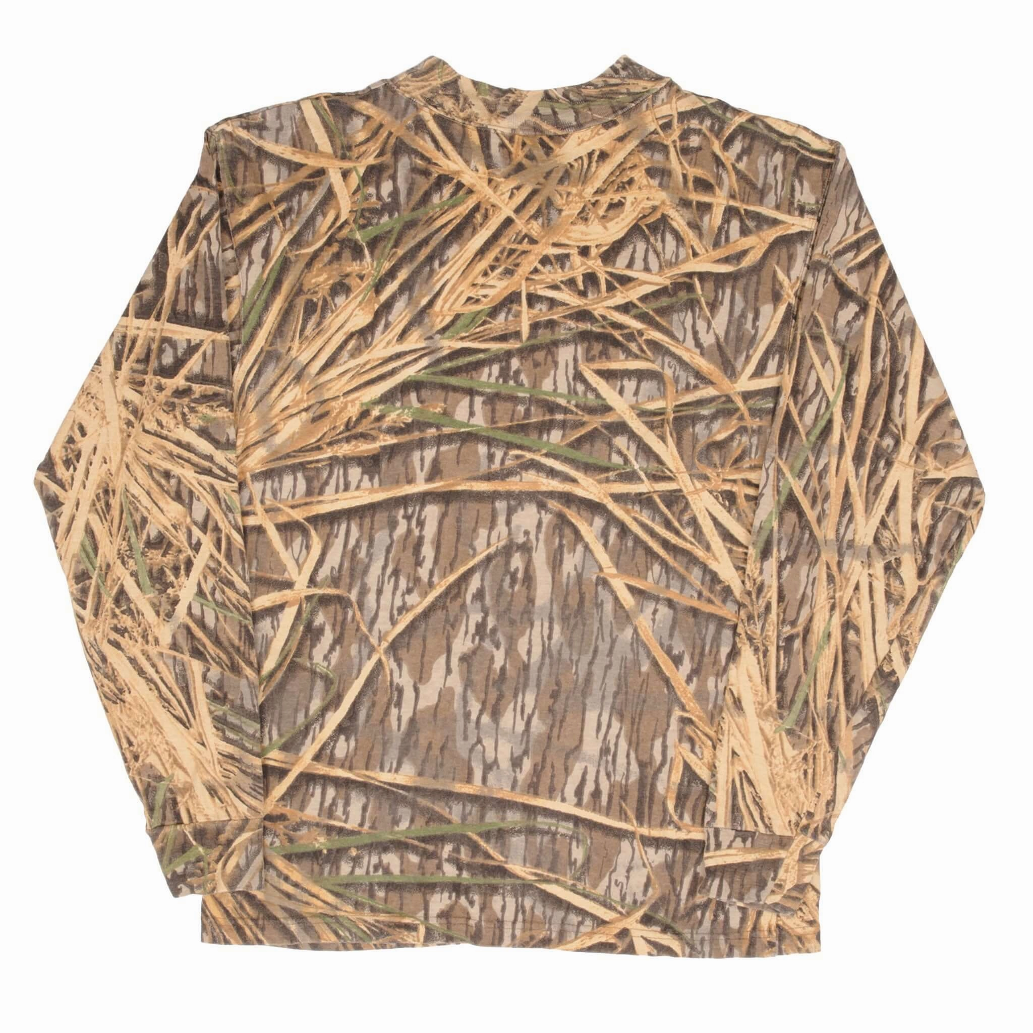 VINTAGE HUNTING MOSSY OAK SHADOW GRASS CAMO LONG SLEEVE TEE SHIRT MEDIUM