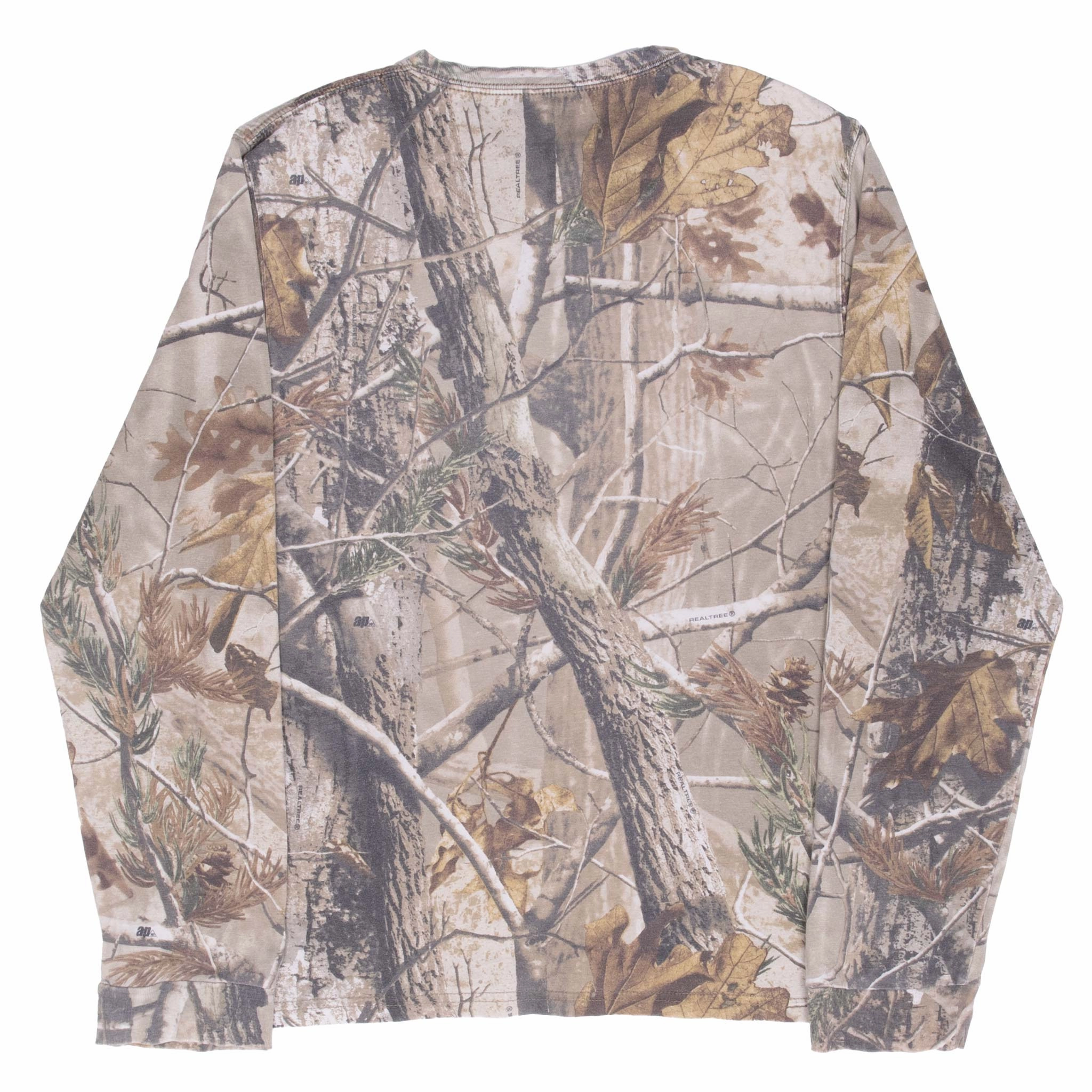 VINTAGE HUNTING REALTREE APHD CAMO LONG SLEEVE HENLEY TEE SHIRT MEDIUM