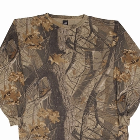VINTAGE HUNTING REALTREE HARDWOODS CAMO LONG SLEEVE POCKET TEE SHIRT SIZE 2XL