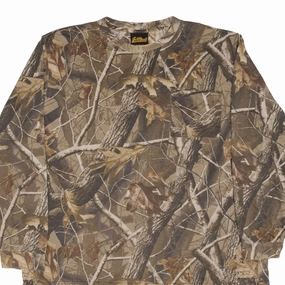 VINTAGE HUNTING REALTREE HARDWOODS CAMO LONG SLEEVE POCKET TEE SHIRT SIZE 2XL