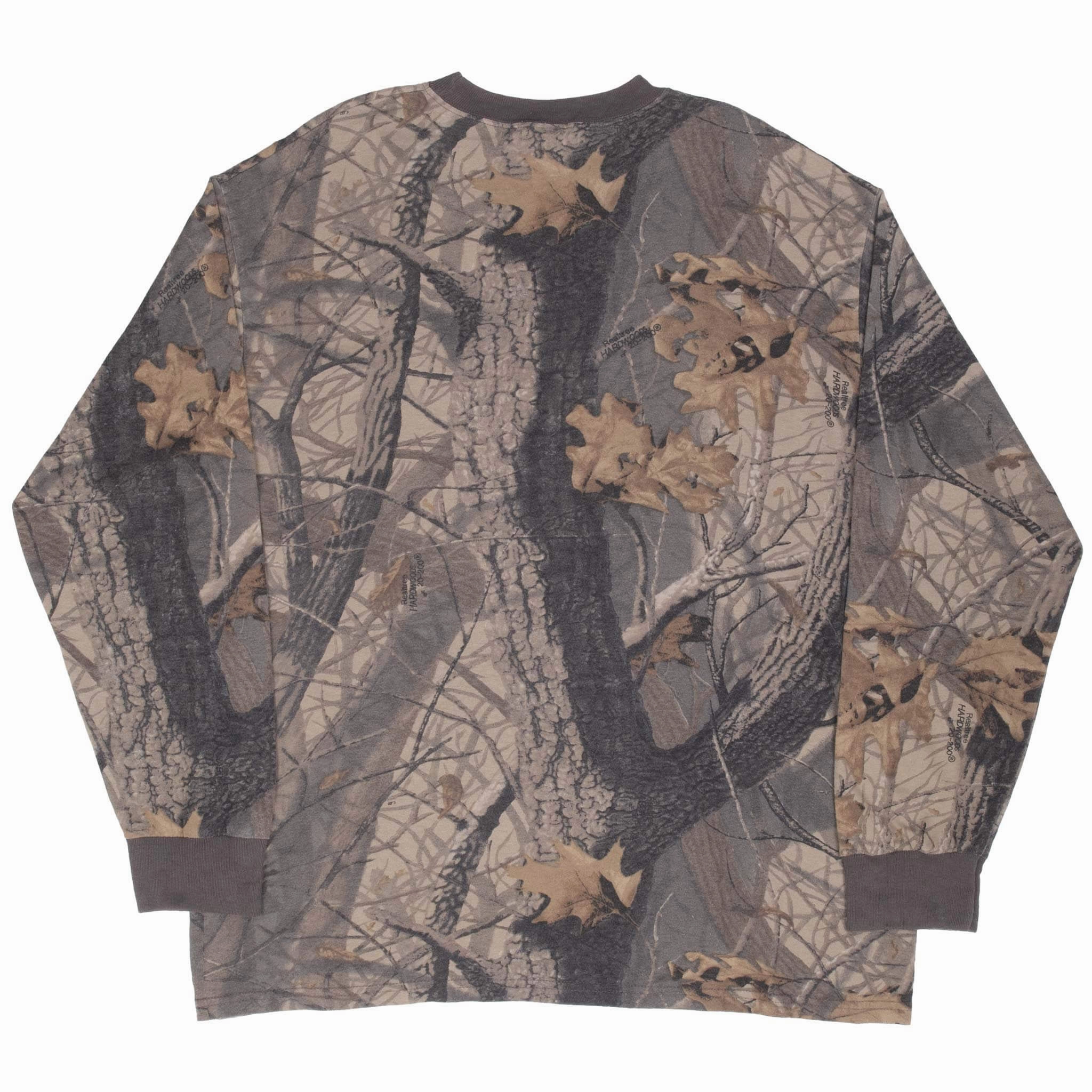 VINTAGE HUNTING REALTREE HARDWOODS CAMO LONG SLEEVE POCKET TEE SHIRT XL