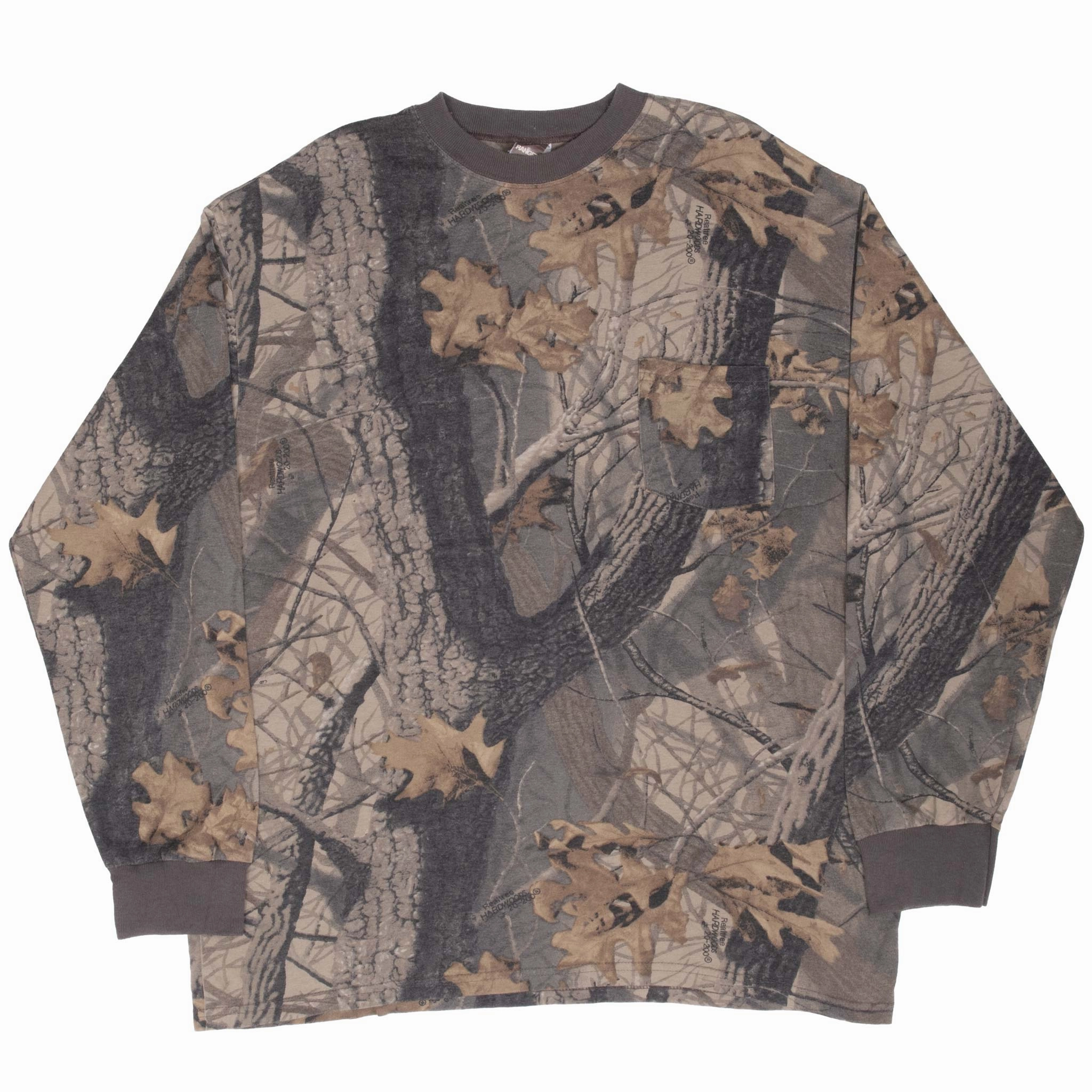 VINTAGE HUNTING REALTREE HARDWOODS CAMO LONG SLEEVE POCKET TEE SHIRT XL
