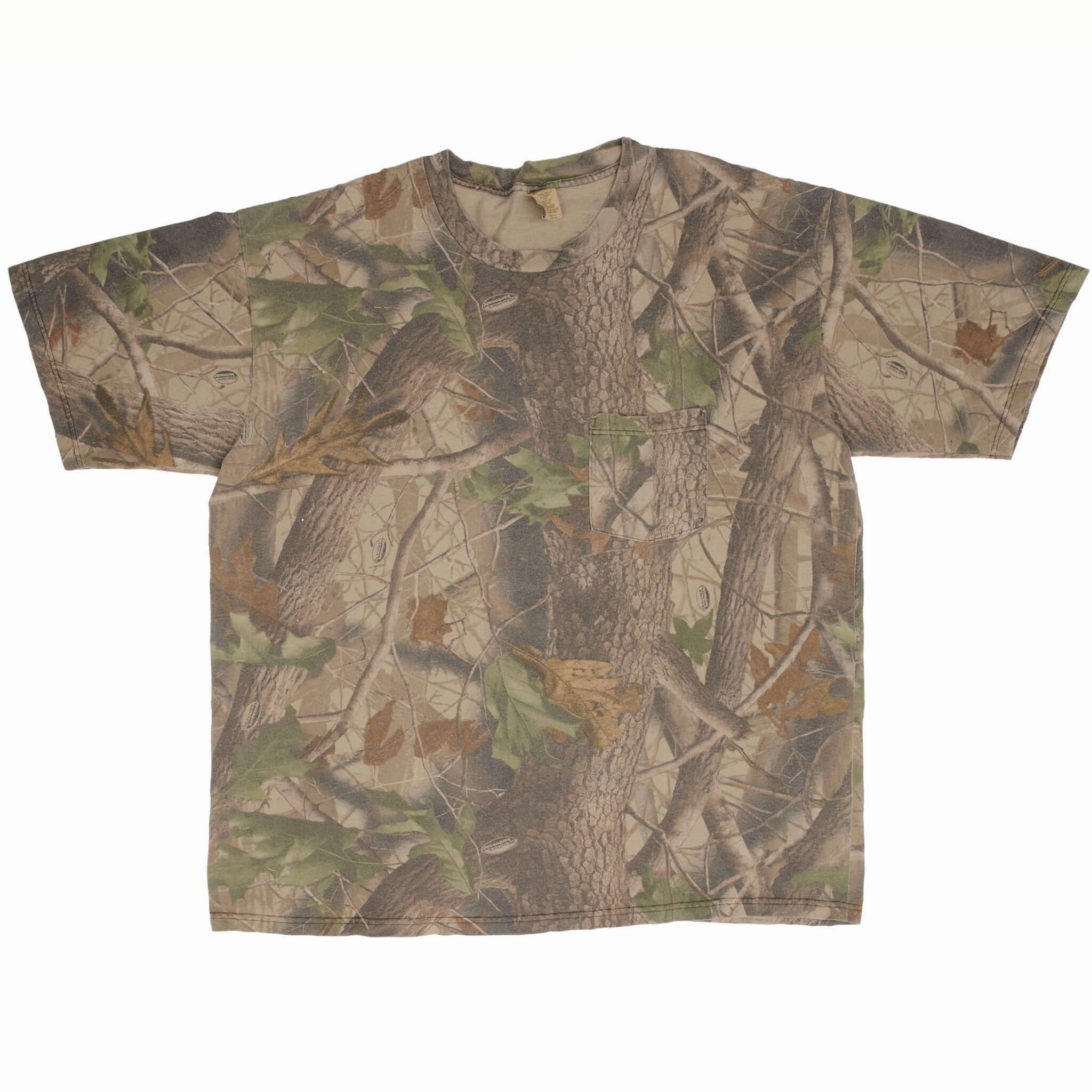 VINTAGE HUNTING REALTREE HARDWOODS CAMO POCKET TEE SHIRT 1990S SIZE XL