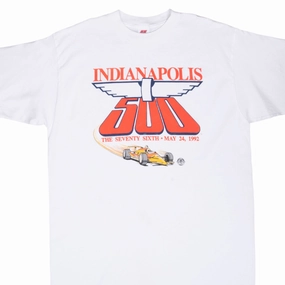 VINTAGE INDIANAPOLIS 500 INDY CAR RACING 1992 WHITE TEE SHIRT XL MADE IN USA