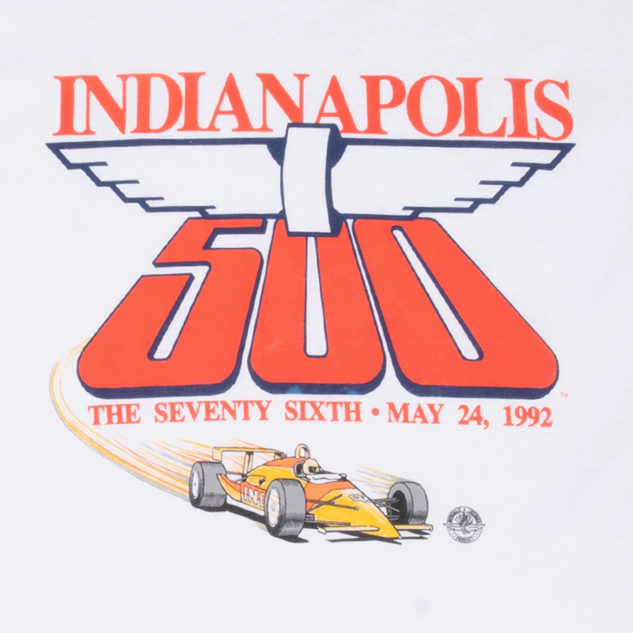 VINTAGE INDIANAPOLIS 500 INDY CAR RACING 1992 WHITE TEE SHIRT XL MADE IN USA