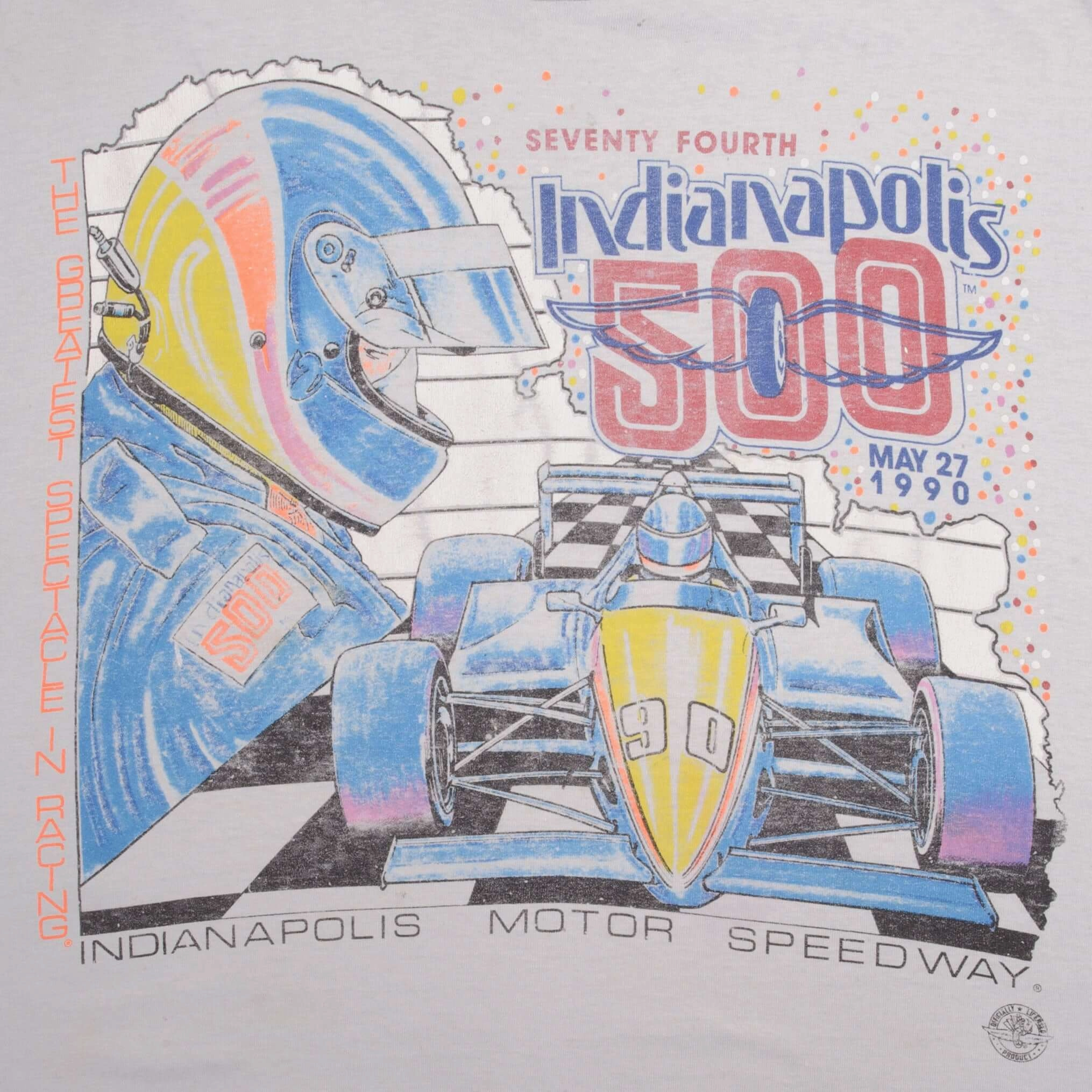 VINTAGE INDY CAR RACING INDIANAPOLIS 500 1990 TEE SHIRT SIZE LARGE MADE IN USA