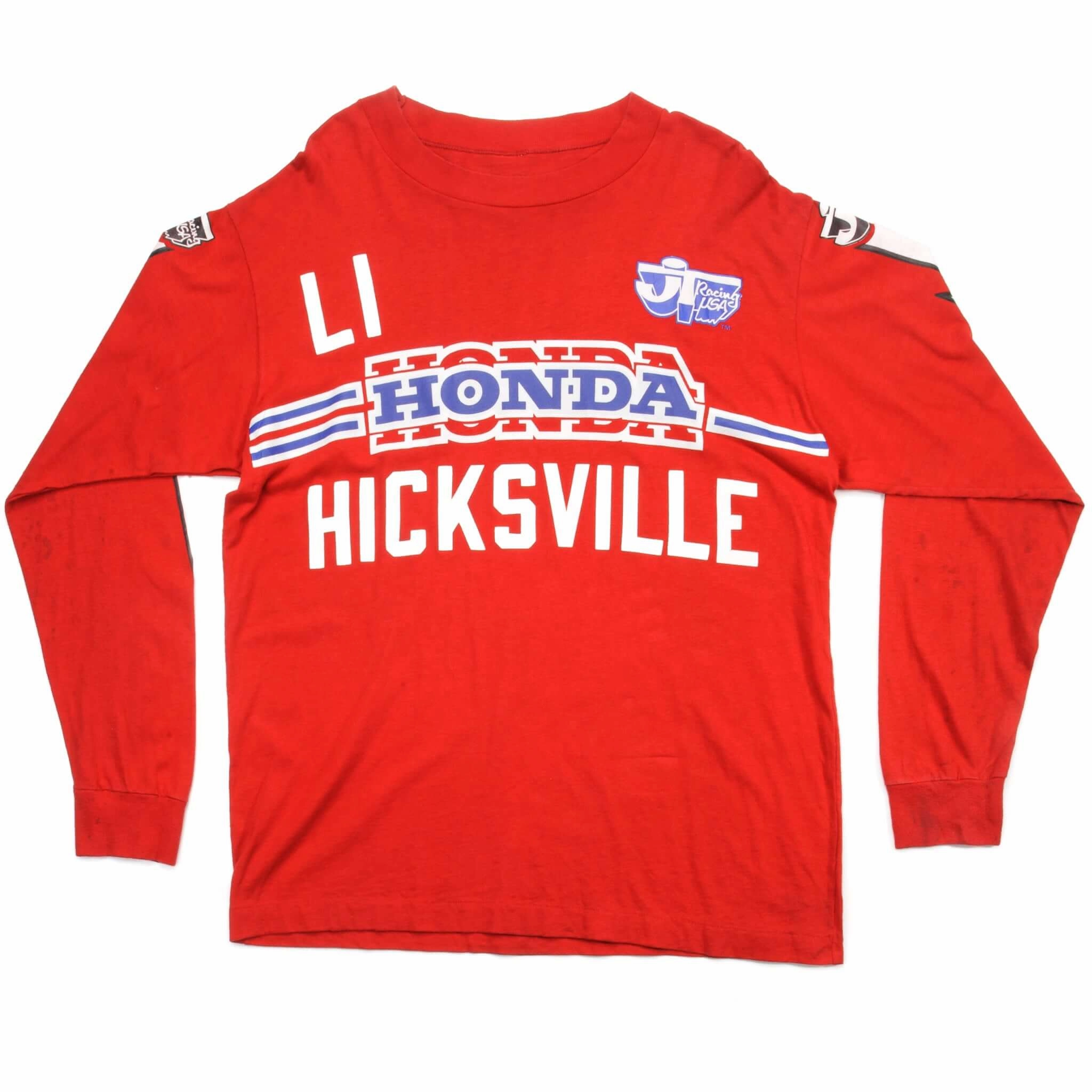 VINTAGE JT RACING HONDA MOTOCROSS MX LONG SLEEVES TEE SHIRT SIZE LARGE 1970s