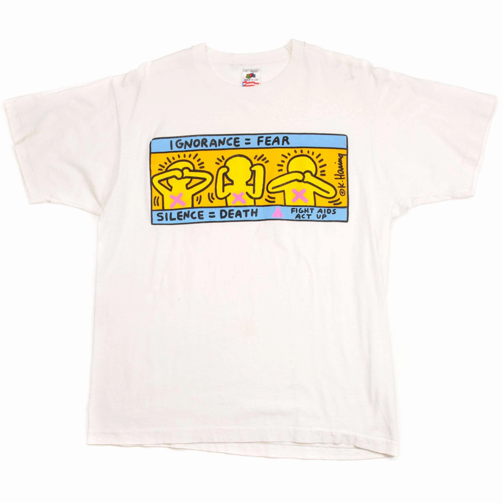 VINTAGE KEITH HARING TEE SHIRT 1990'S SIZE LARGE MADE IN USA