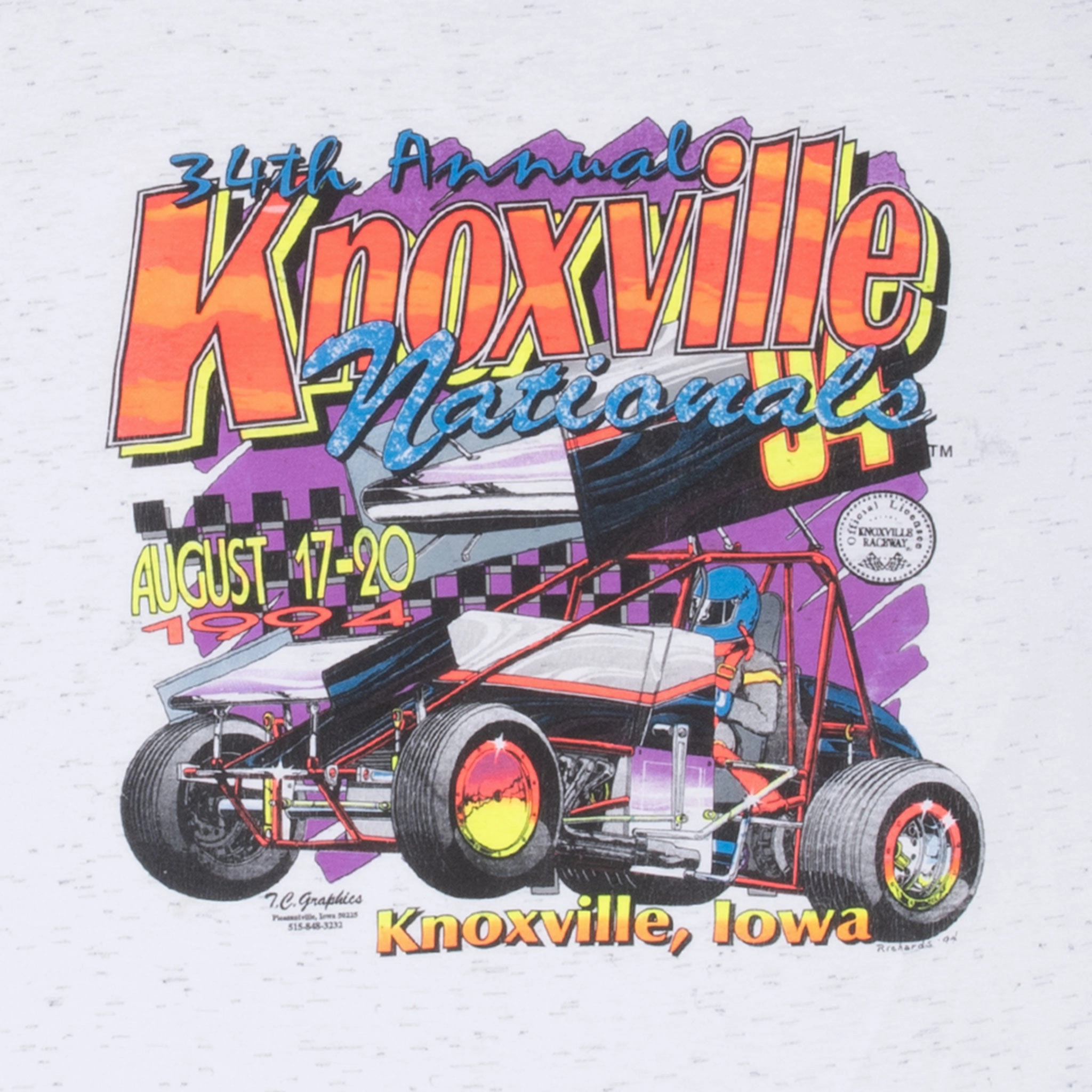 VINTAGE KNOXVILLE 34TH ANNUAL NATIONALS RACING 1994 TEE SHIRT 2XL MADE IN USA