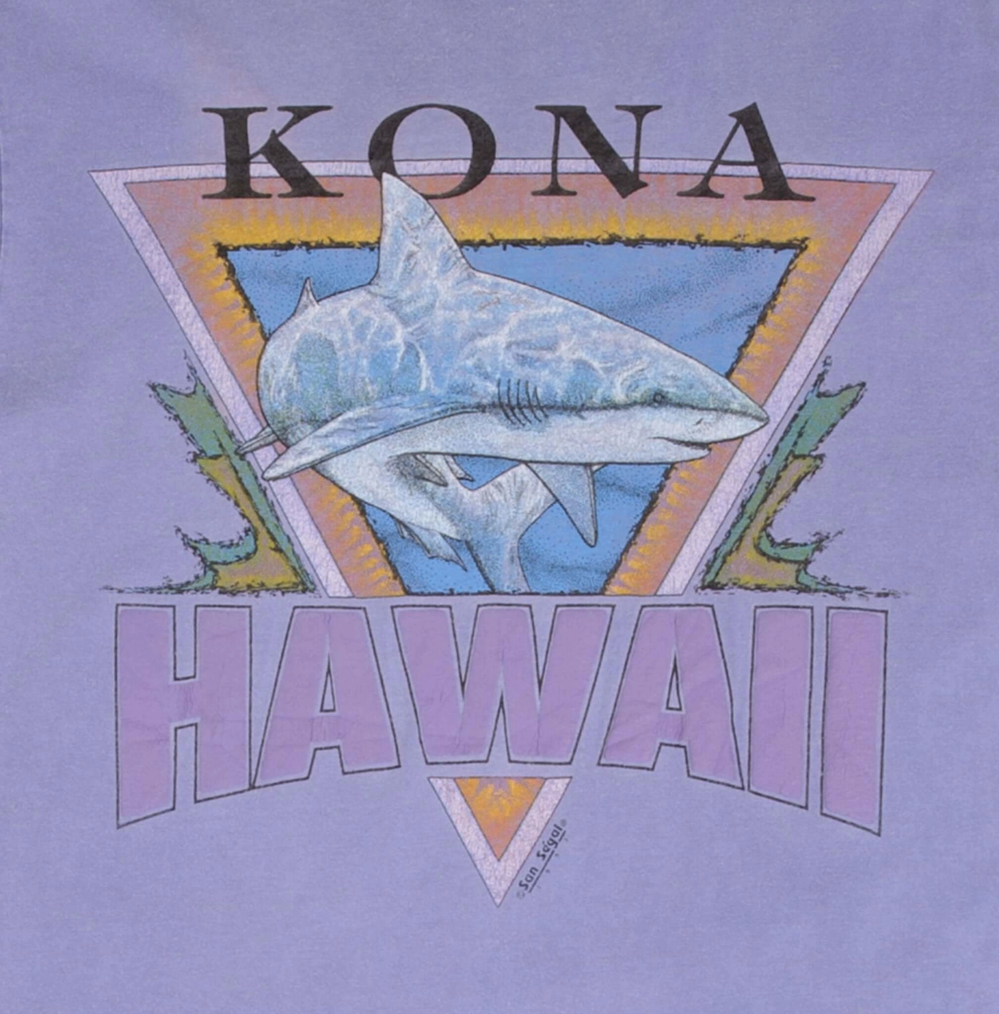 VINTAGE KONA HAWAII SHARK GRAPHIC 1991 TEE SHIRT SIZE MEDIUM MADE IN USA