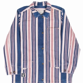 VINTAGE LAUREN JEANS CO STRIPED WOMEN DENIM SHIRT 1990S LARGE